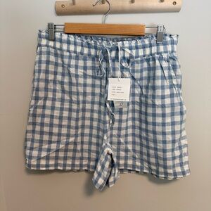 beachlunchlounge Blue and White Gingham Drawstring Shorts